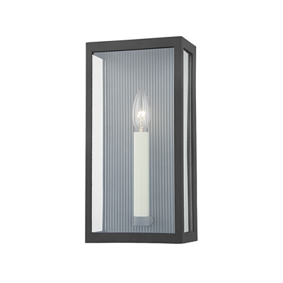 Textured Black Frame with Clear Glass Shade Outdoor Wall Sconce