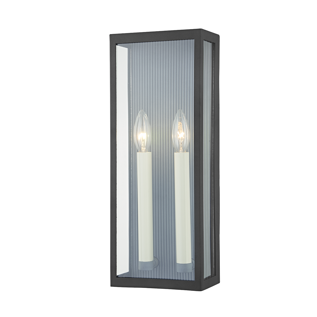 Textured Black Frame with Clear Glass Shade Outdoor Wall Sconce