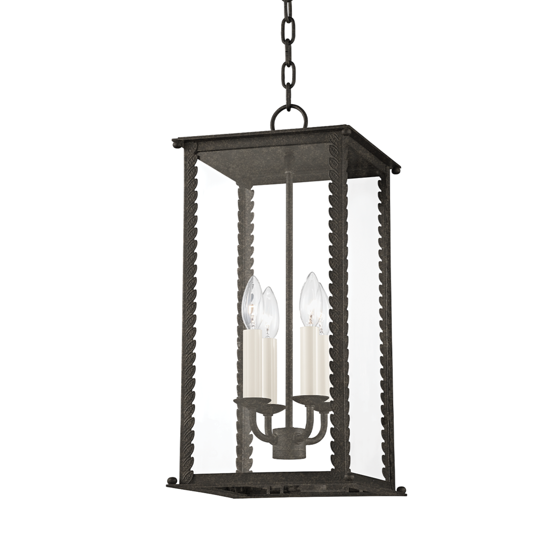 Steel Frame with Clear Glass Shade Outdoor Pendant