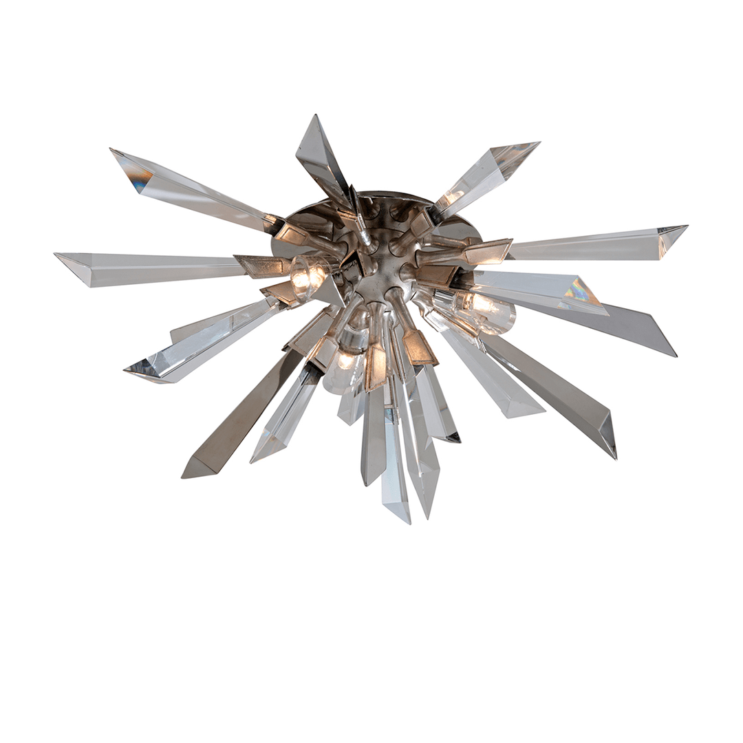 Silver Leaf with Prism Crystal Rod Flush Mount - LV LIGHTING
