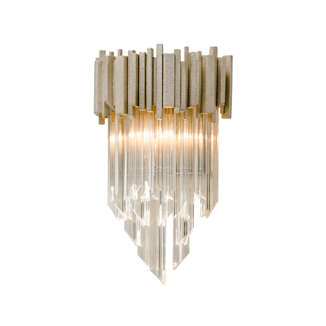 Modern Silver Leaf with Clear Prism Crystal Wall Sconce - LV LIGHTING