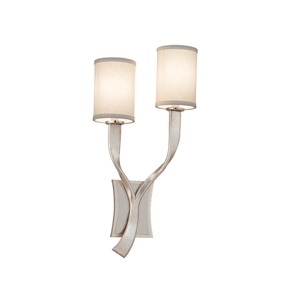 Modern Silver and Polish Stainless Steel with Fabric Shade Wall Sconce - LV LIGHTING