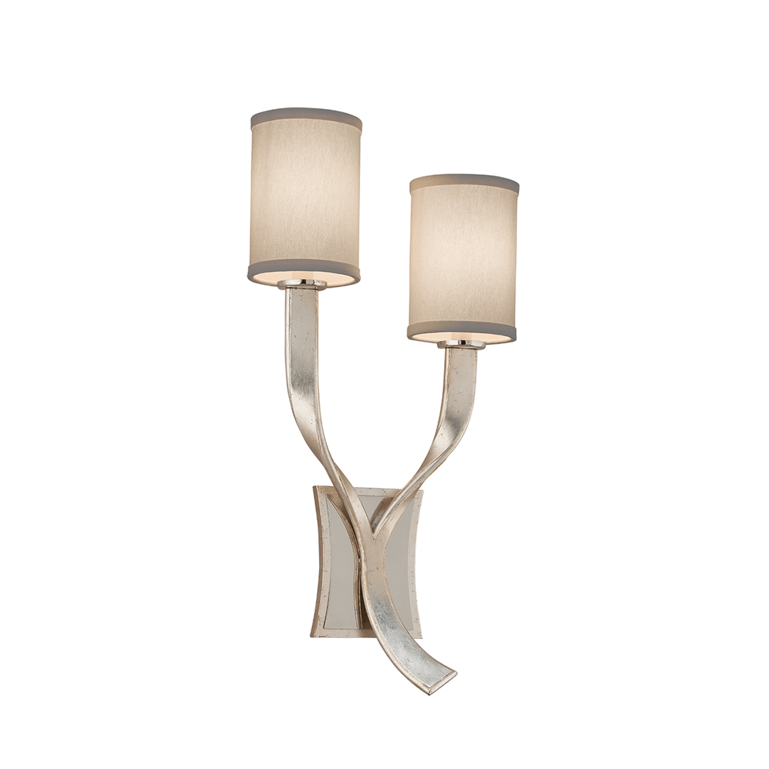 Modern Silver and Polish Stainless Steel with Fabric Shade Wall Sconce - LV LIGHTING