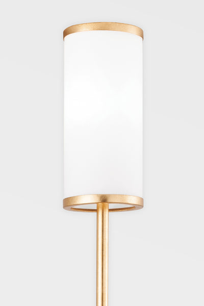 Vintage Gold Leaf Rod with Opal Etched Glass Shade Wall Sconce