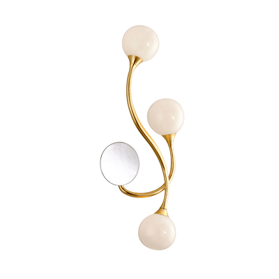 Gold Leaf Curve Arm with Antique White Glass Globe Wall Sconce - LV LIGHTING