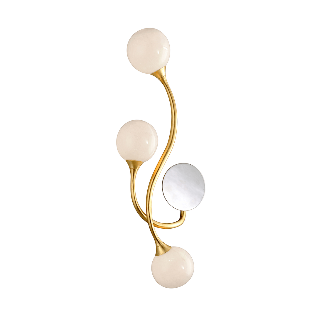 Gold Leaf Curve Arm with Antique White Glass Globe Wall Sconce - LV LIGHTING