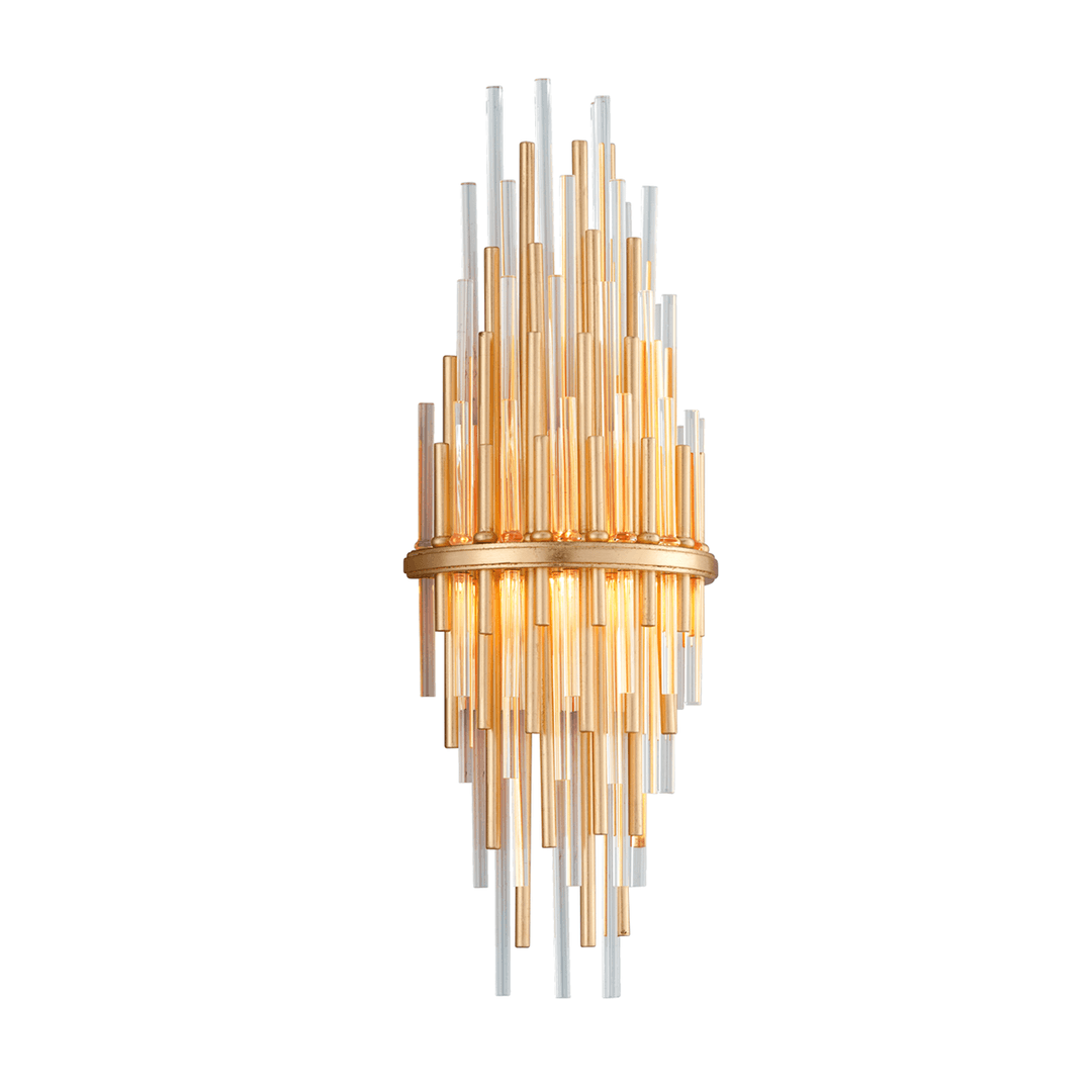 LED Gold Leaf and Clear Glass Rods Wall Sconce - LV LIGHTING