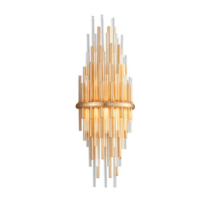 LED Gold Leaf and Clear Glass Rods Wall Sconce - LV LIGHTING