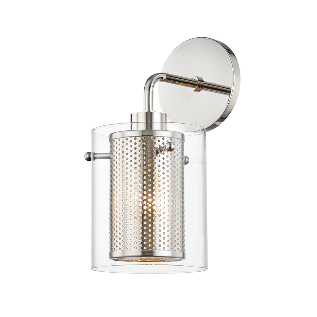 Steel Mesh with Clear Glass Shade Wall Sconce