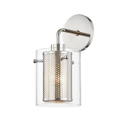 Steel Mesh with Clear Glass Shade Wall Sconce