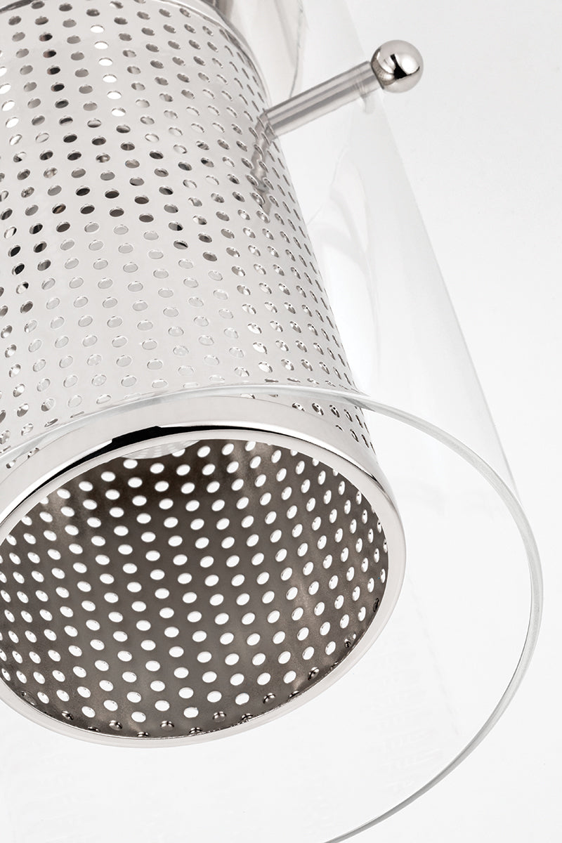 Steel Mesh with Clear Glass Shade Flush Mount