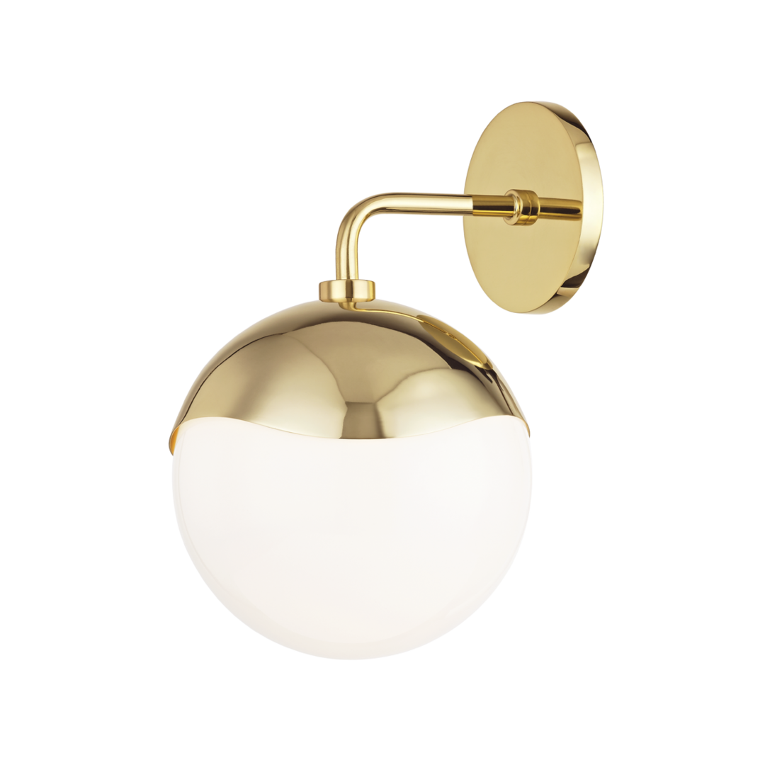 Steel Frame with White Glass Globe Wall Sconce