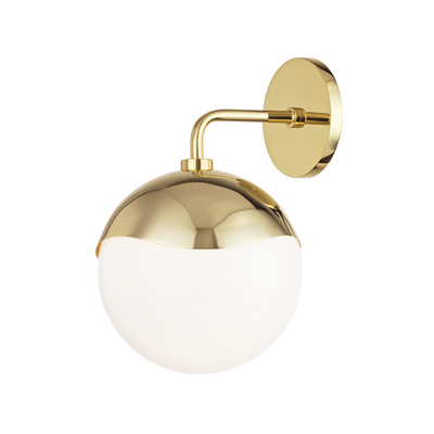 Steel Frame with White Glass Globe Wall Sconce