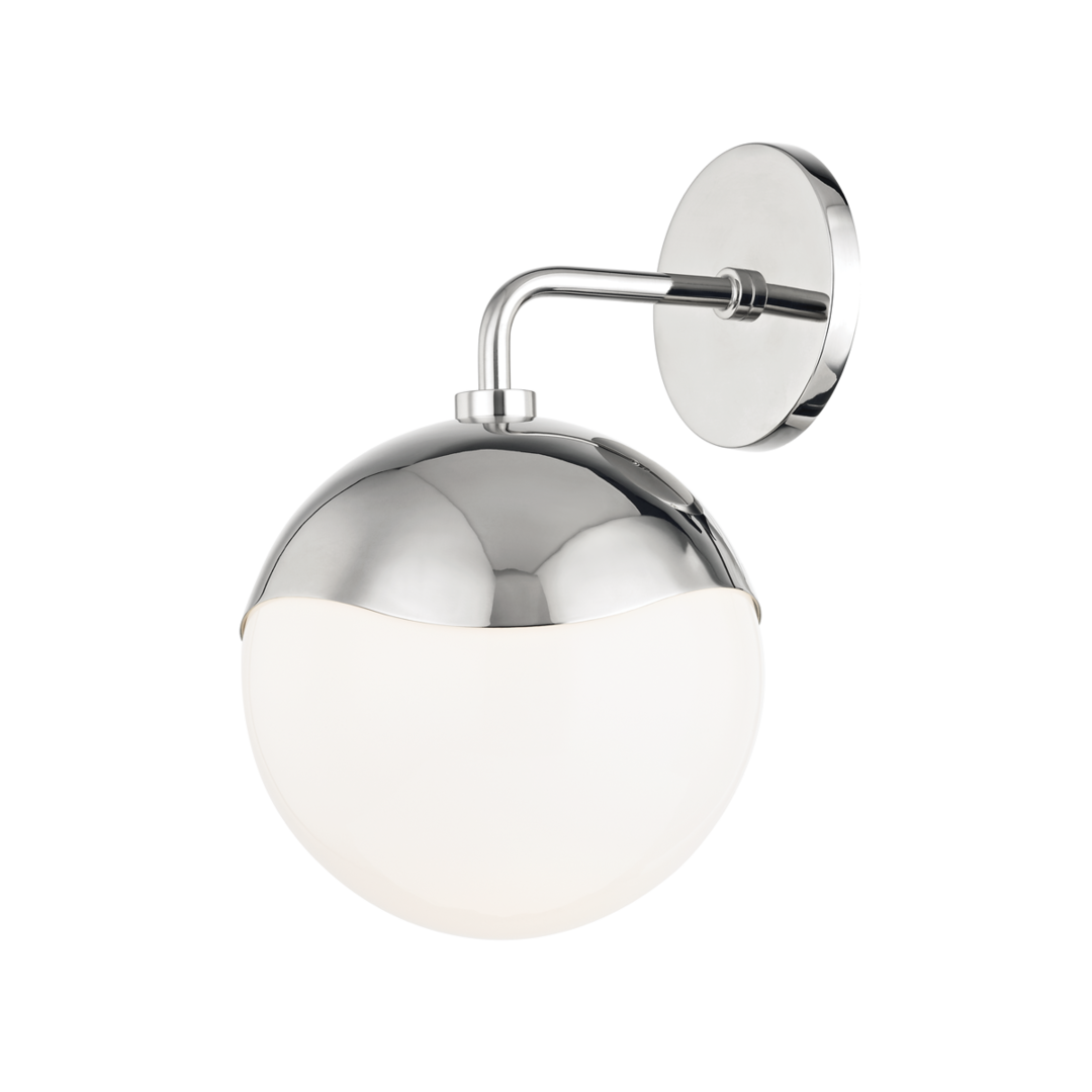 Steel Frame with White Glass Globe Wall Sconce