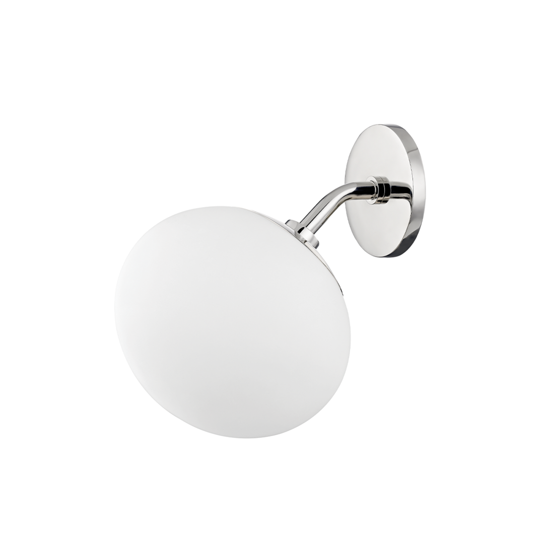 Steel with White Glass Globe Wall Sconce