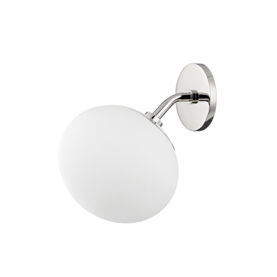 Steel with White Glass Globe Wall Sconce