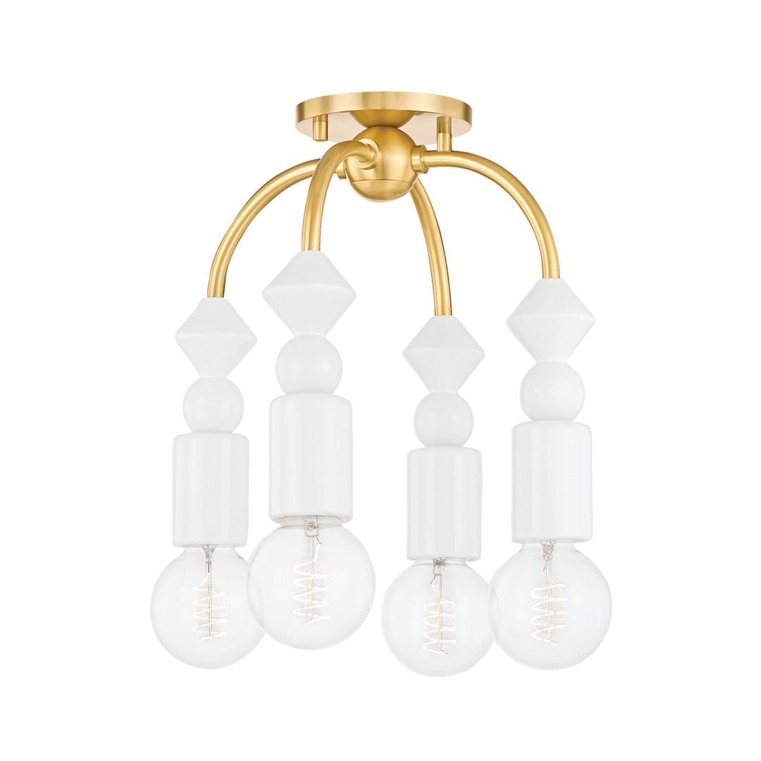Aged Brass Arm with Glossy Ceramic Baubles Flush Mount - LV LIGHTING