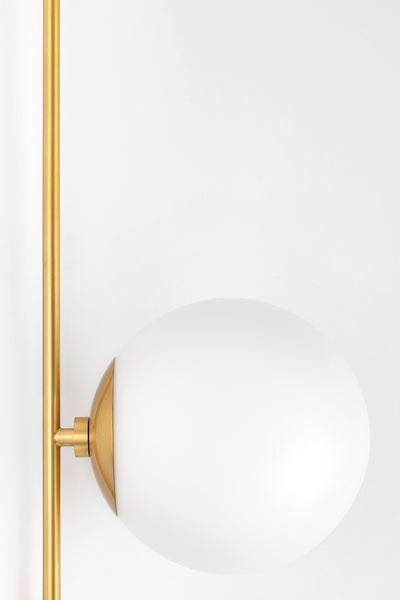 Steel Hanging Rod with Opal Etched Glass Globe Shade Plug In Wall Sconce