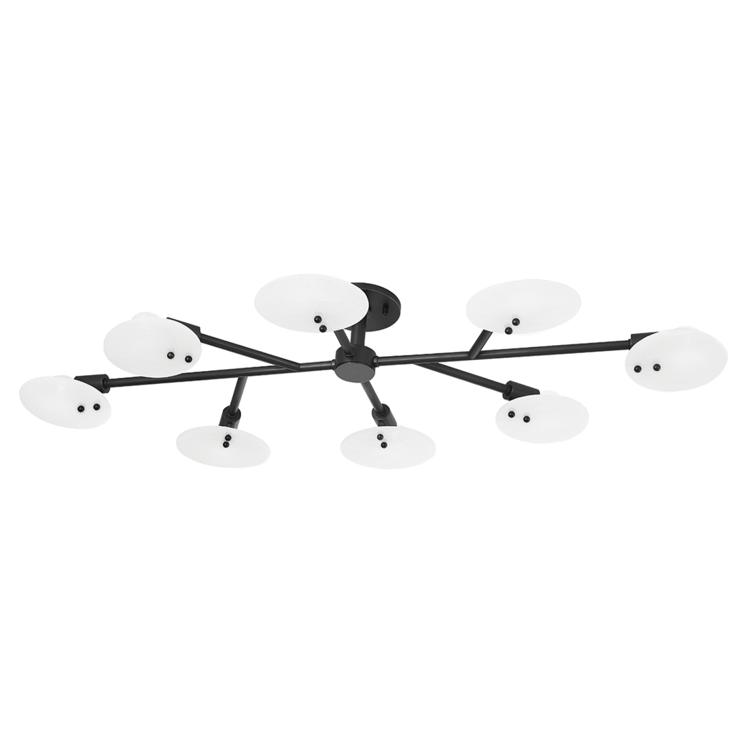 Steel Arm with White Candy Glass Shade Flush Mount - LV LIGHTING