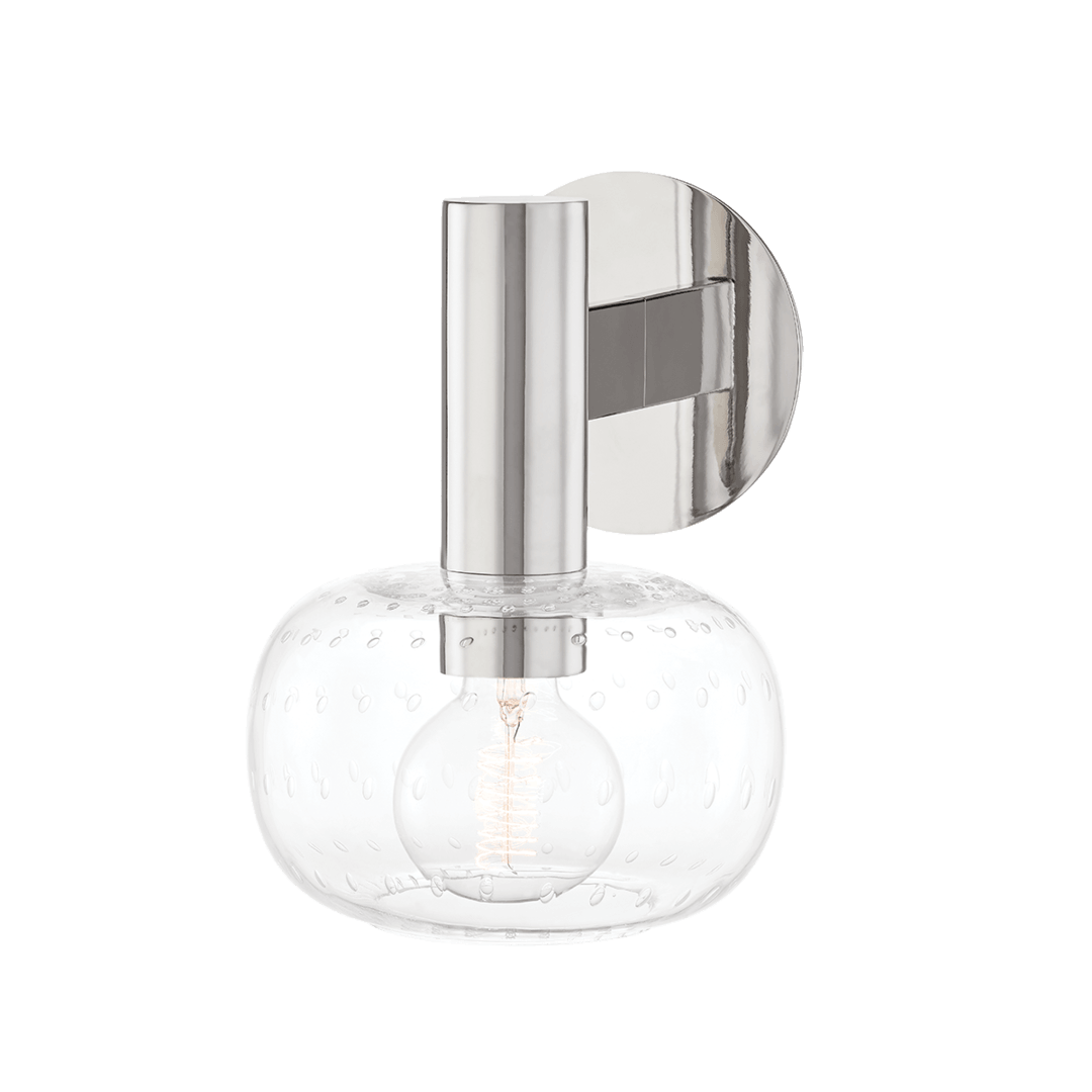 Steel Arm with Clear Seedy Glass Shade Wall Sconce - LV LIGHTING