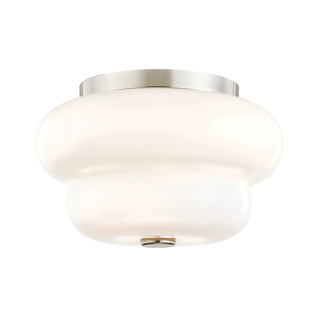 Steel Frame with Opal Glossy Glass Shade Flush Mount