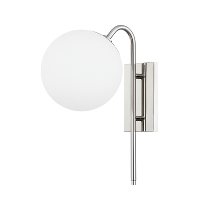 Steel Curve Arm with Opal Glass Globe Wall Sconce