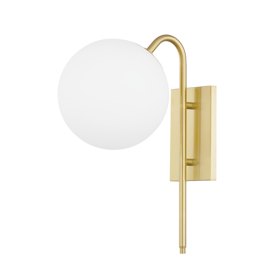 Steel Curve Arm with Opal Glass Globe Wall Sconce