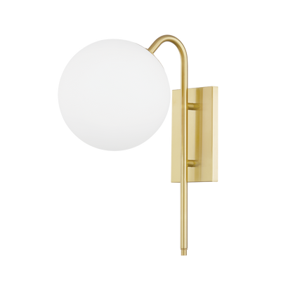 Steel Curve Arm with Opal Glass Globe Wall Sconce