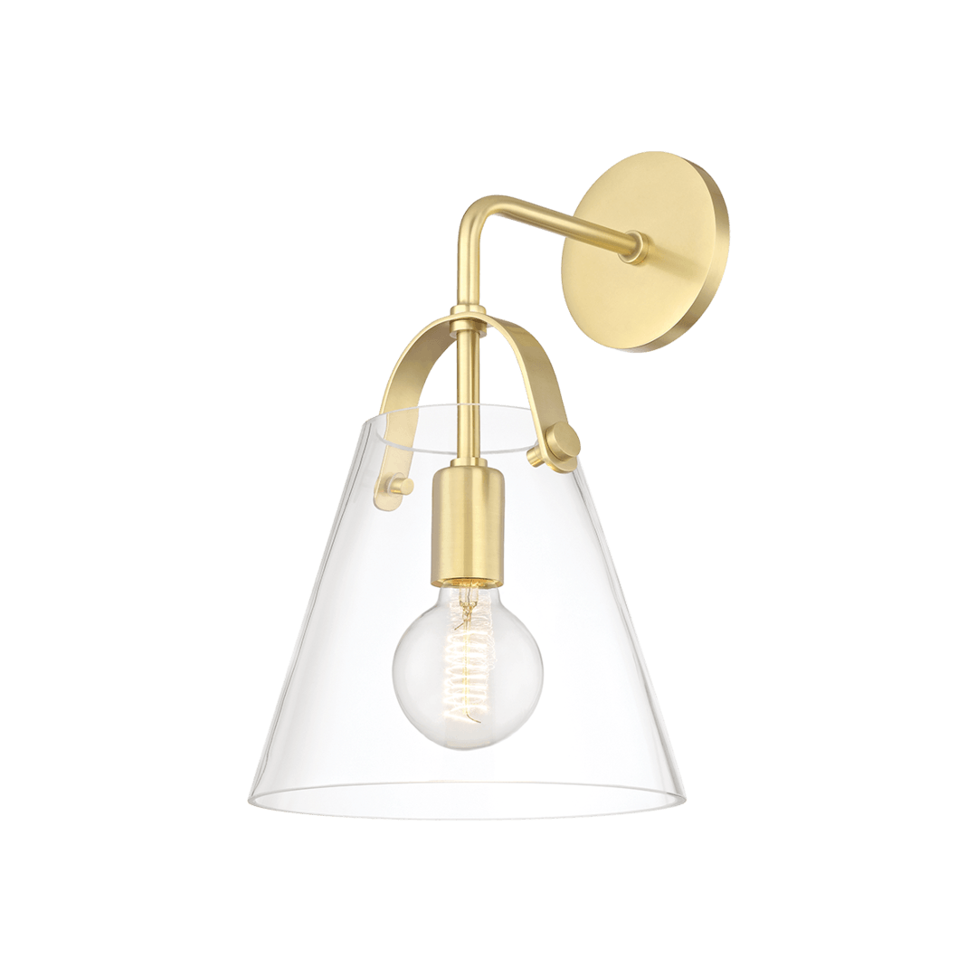 Steel Arm with Clear Conical Glass Shade Wall Sconce - LV LIGHTING