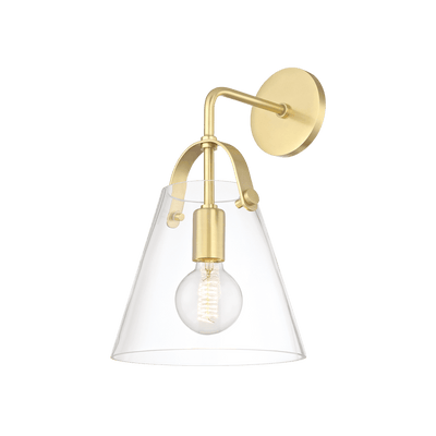 Steel Arm with Clear Conical Glass Shade Wall Sconce - LV LIGHTING