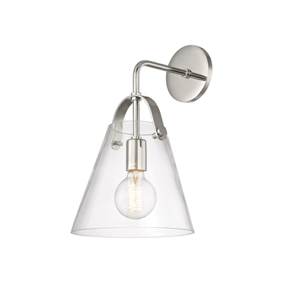 Steel Arm with Clear Conical Glass Shade Wall Sconce - LV LIGHTING