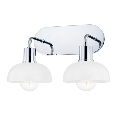 Steel Curve Arm with Opal Glossy Glass Shade Vanity Light