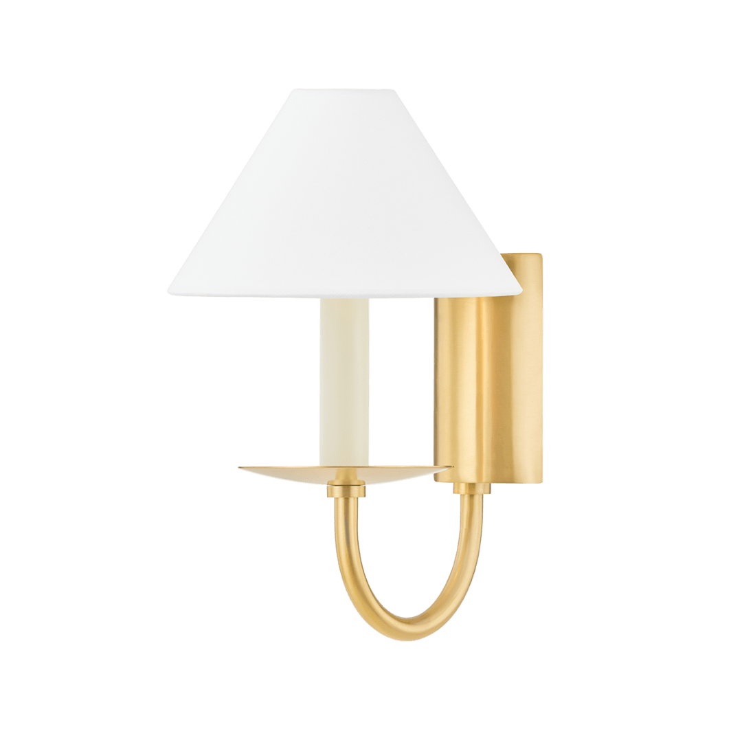 Steel Arch Arm with Conical Belgian Linen Shade Wall Sconce - LV LIGHTING