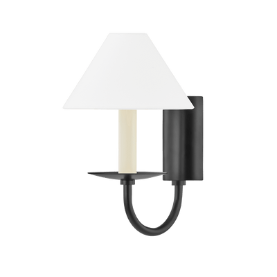 Steel Arch Arm with Conical Belgian Linen Shade Wall Sconce - LV LIGHTING