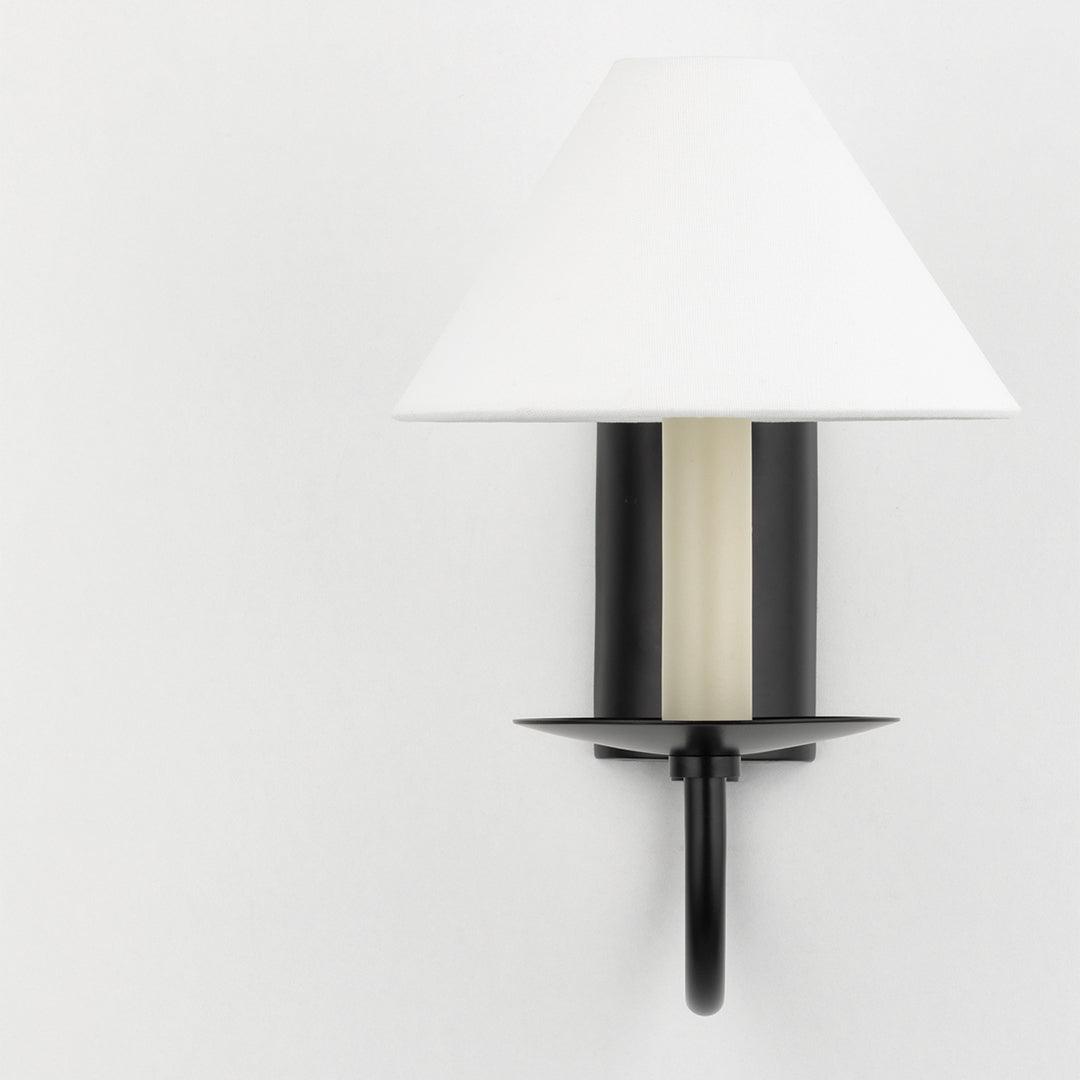 Steel Arch Arm with Conical Belgian Linen Shade Wall Sconce - LV LIGHTING