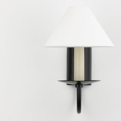 Steel Arch Arm with Conical Belgian Linen Shade Wall Sconce - LV LIGHTING