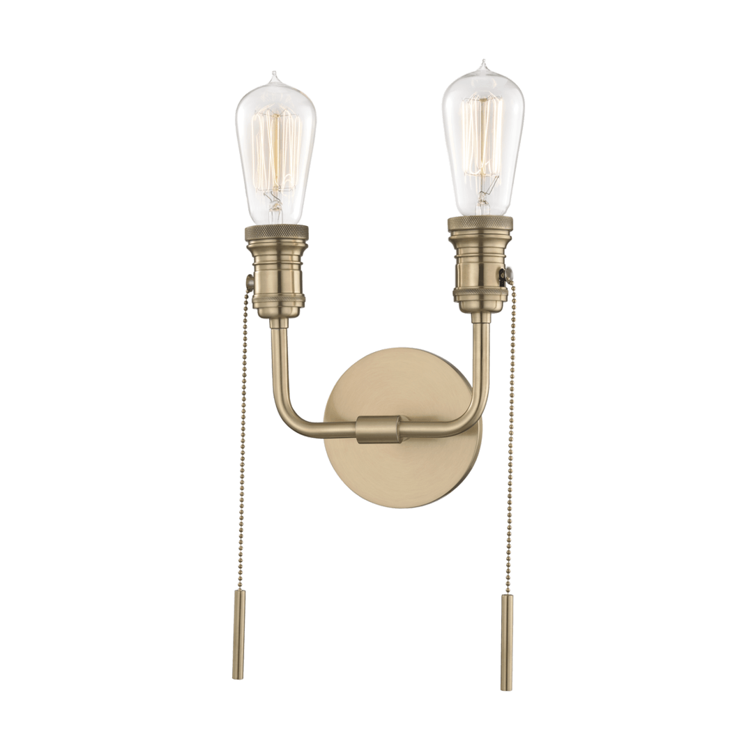 Steel Arm with Pull Chain Switch 2 Light Wall Sconce - LV LIGHTING