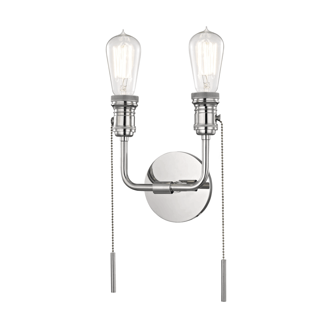 Steel Arm with Pull Chain Switch 2 Light Wall Sconce - LV LIGHTING