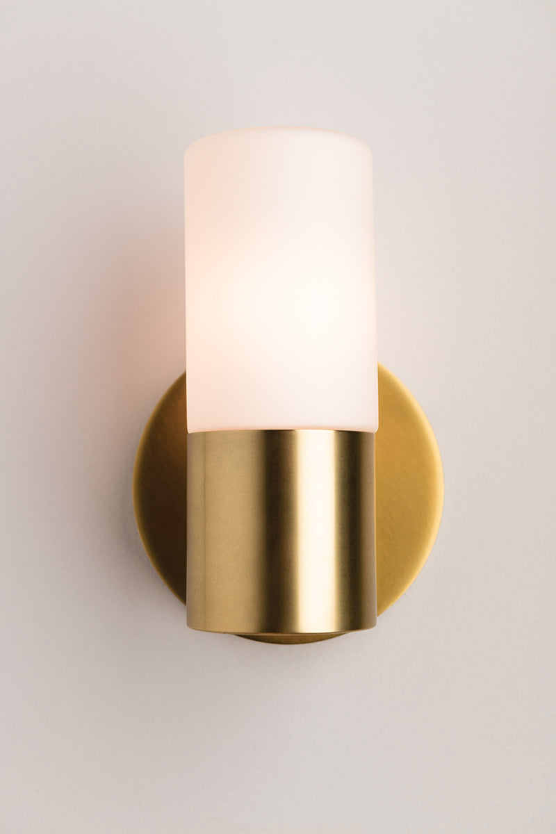 Steel Frame with Opal Matte Cylindrical Glass Shade Wall Sconce