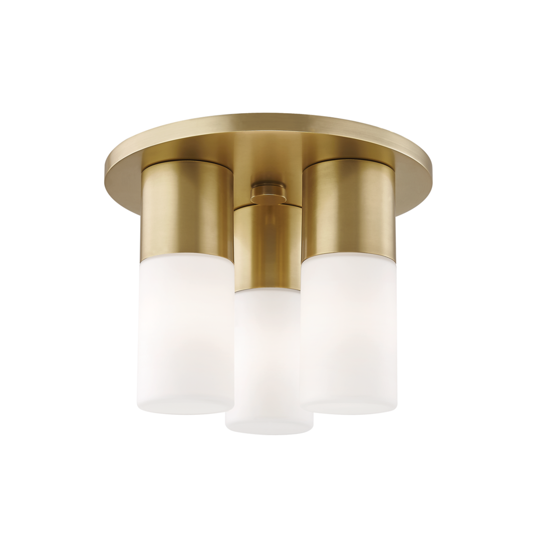 Steel Frame with Opal Matte Cylindrical Glass Shade Flush Mount