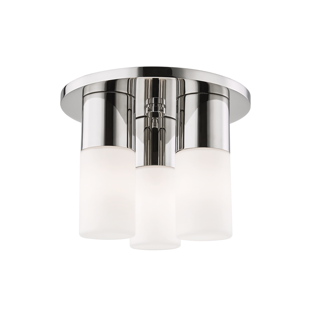 Steel Frame with Opal Matte Cylindrical Glass Shade Flush Mount