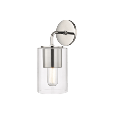 Steel Arm with Clear Cylindrical Glass Shade Wall Sconce - LV LIGHTING