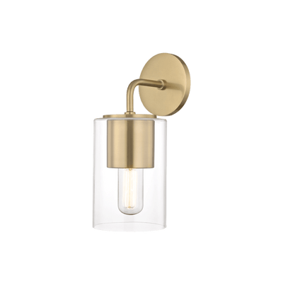 Steel Arm with Clear Cylindrical Glass Shade Wall Sconce - LV LIGHTING