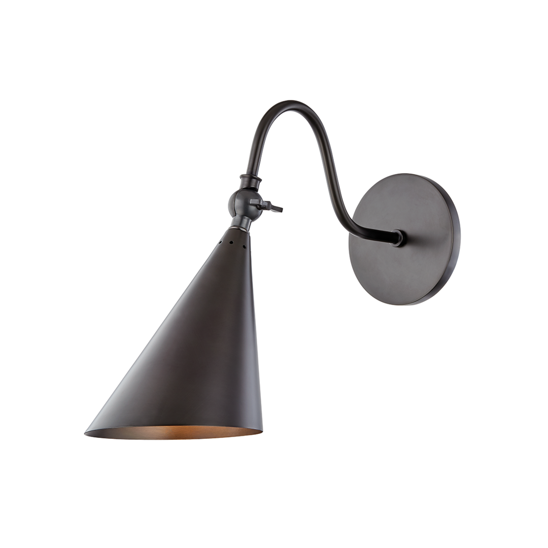 Steel Curve Arm with Conical Shade Wall Sconce