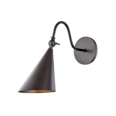 Steel Curve Arm with Conical Shade Wall Sconce