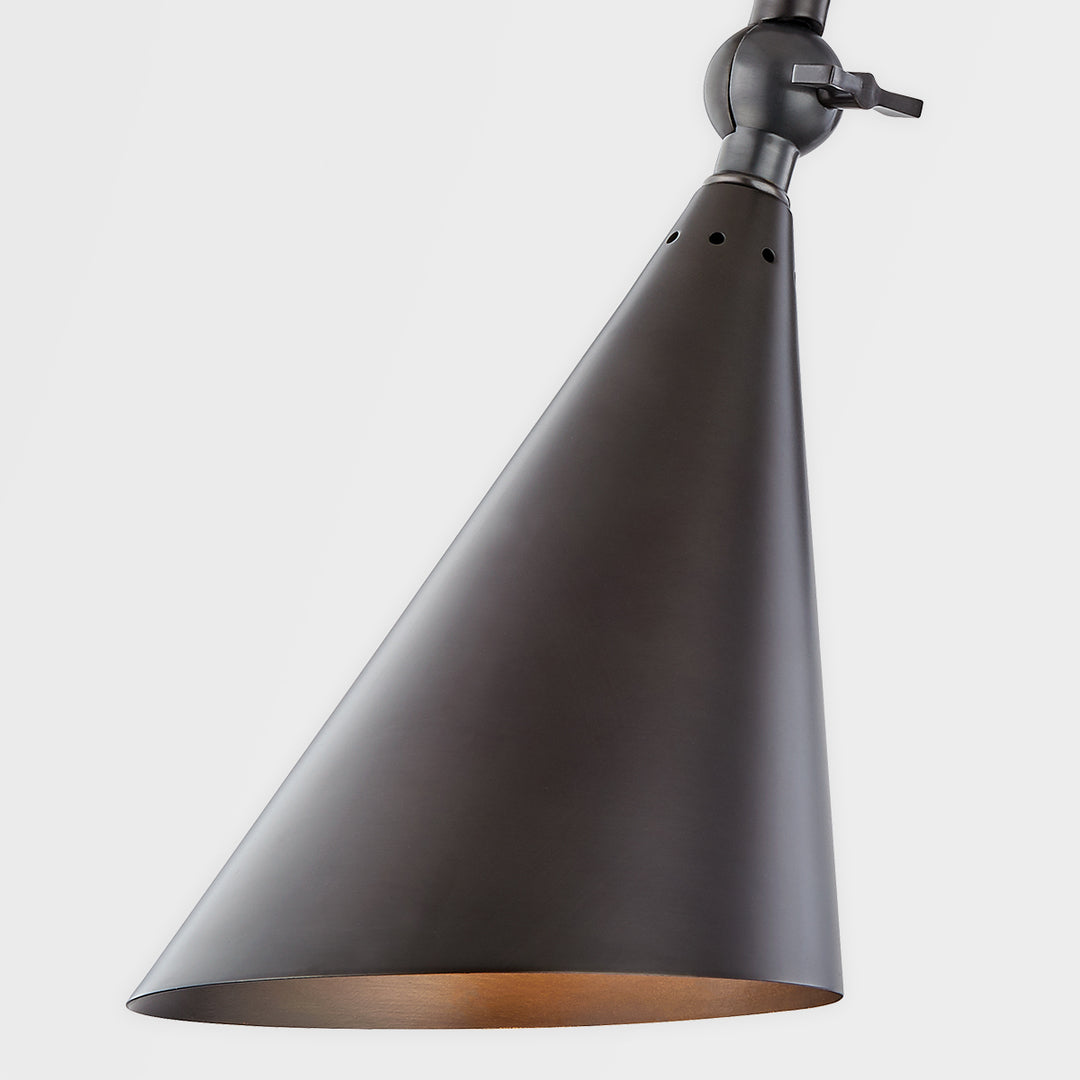 Steel Curve Arm with Conical Shade Wall Sconce
