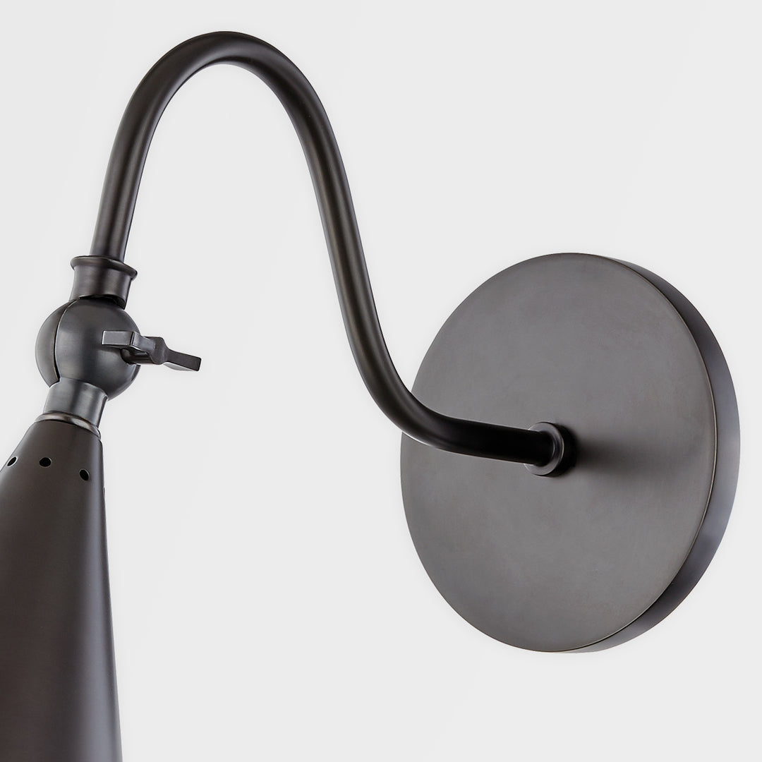 Steel Curve Arm with Conical Shade Wall Sconce