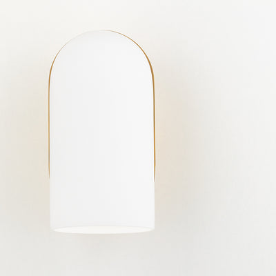 Steel Frame with White Glass Shade Wall Sconce