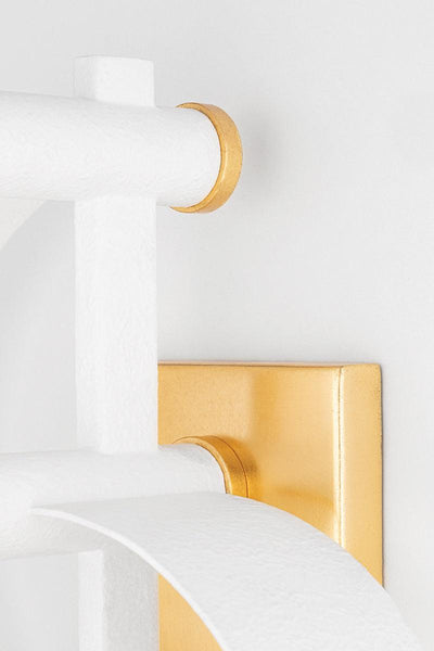 Gold Leaf with White Cruved Shade Wall Sconce - LV LIGHTING