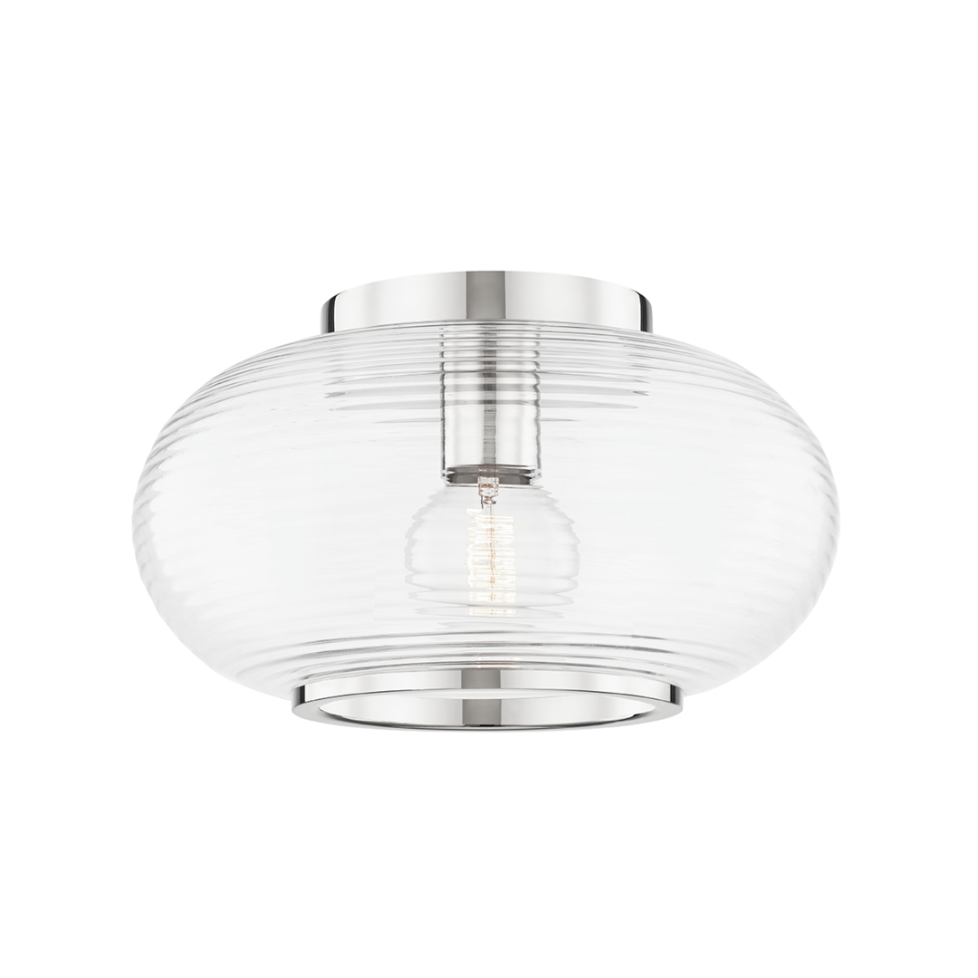 Steel with Clear Glass Shade Flush Mount